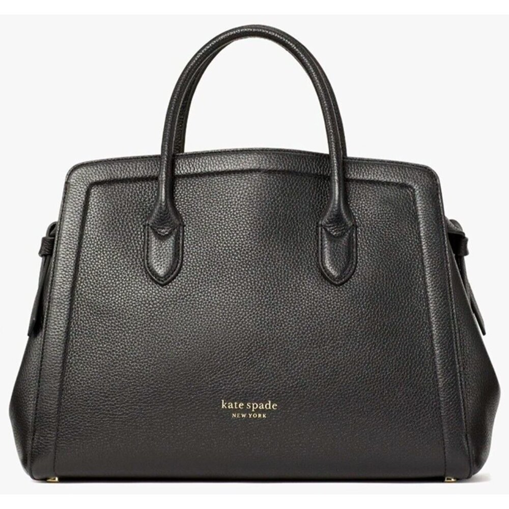 S Kate Spade Knott Large Satchel Black Pebbled Leather PXR00399 NWT $398 Retail